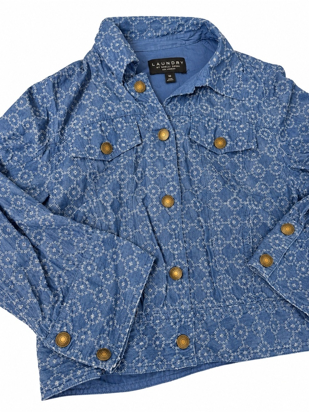 Laundry By Shelli Segal Girls' Blue Printed Denim Jacket